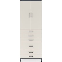 Arges Dolap 3 Raflı 6 Çekmeceli 2 Kapaklı 88x30x243 Antrasit-aytaşı Antrasit
