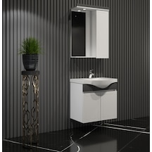 Lilyum Banyo Dolabı Takımı 55Cm Balon Kapak Pk109 Renkli Panel Beyaz