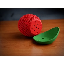 Bezos 3d Baskı Küre Saksı - Kafes Dokulu İki Parçalı Dekoratif Saksı - Kırmızı-yeşil Bzs01 Standart