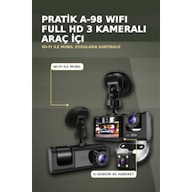 1080p Full Hd 3 Kameralı Wi-fi Araç İçi Kayıt Cihazı Ve Park Modlu Güvenlik Kamerası Seti