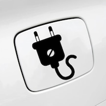 Elektrikli Araba Depo Kapağı Fiş Resmi Sticker Etiketi Siyah Renk 14cm