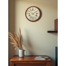 36 Cm Kırmızı Retro Duvar Saati Çok Renkli