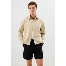 Antioch Modal Karışımlı Crop Fit Erkek Gömlek Ekru