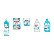 Aquabor Doğal Mineralli Elde Bulaşık + 4 Kg Renkliler + Tablet + Sıvı Beyaz + Sıvı Renkliler 5 Li Set