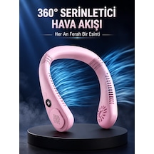 Pembe Boyun Fanı Kablosuz Taşınabilir Sessiz Çalışan Kişisel Serinletici Fan