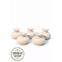 Ceren Wooden Ceren Wood Mini Vazo Seti 5 Li Boyanabilir Beyaz