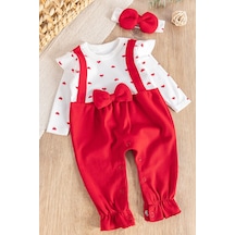 Babymod Kalp Desenli Fiyonklu Bandanalı Kız Bebek Tulum 001