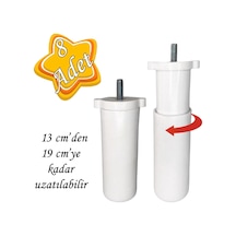 8 Adet Ayarlı Destek Ayağı 13 X 19 Cm Beyaz Gizli Ayak Mobilya Kanepe Baza Koltuk Dolap Tv Ünitesi