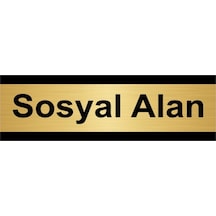 Sosyal Alan 10x20cm Altın Renk Metal Yönlendirme Levhası