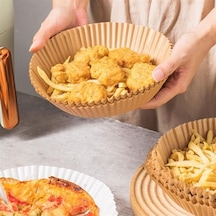 Go İthalat 50 Adet Air Fryer Pişirme Kağıdı Tek Kullanımlık Yağ Geçirmez Yuvarlak Tabak Model Pvc