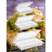 30 Parça Plastik Tatlı Kabı Kilitli Kapaklı, Sızdırmaz, Kullan-at, 250/500/1000 Gr Şeffaf Tatlı Taşıma Seti Kahverengi