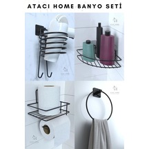 Atacı 4.lü 1.kalite Paslanmaz Banyo Set Siyah