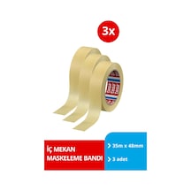 Tesa İç Mekan Maskeleme Bandı, Boya Bandı, Kağıt Bant, Krem, 35m X 48mm, 3'lü Set