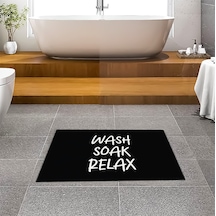 Evaşk Banyo Paspası İpeksi Kadifemsi Halı Yüzey Kaymaz Taban 60x90 BM03660S Siyah