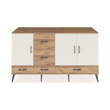 Kronos Konsol 4 Raflı 5 Çekmeceli 3 Kapaklı 176x59x99 Çam-aytaşı/çam Aytası/atlas Çam - Atlas Çam