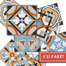 Kendinden Yapışkanlı Fas 2 Desenli Pvc Karo 10x10 Cm 5 Li Paket