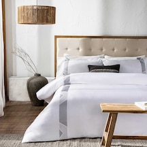 Chakra Free Bambu Extra King Size Nevresim Seti 260x220 Cm Beyaz/gri