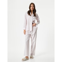 Koton Pijama Altı Düz Paça Beli Lastikli Pınk Strıpe 4slk50038mw Pembe Çizgili Pembe