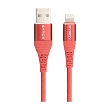 Syrox C88 Apple iPhone Uyumlu Lightning 2.0A Hızlı Şarj Ve Data Kablosu Kırmızı