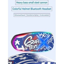 Vtn-29 Helmet Graffiti Motor Kask Kulaklık Rgb Modlu Su Geçirmez 6.0 Bluetooth Intercom Yenı Model