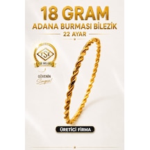 22 Ayar Tse Belgeli 18 Gram Adana Burması Bilezik Altın Gold Bilezik Düğün Nişan