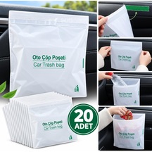 20 Adet Yapışkanlı Oto Çöp Poşeti 23x18,5 Cm Su Geçirmez Sızdırmaz Araç Pratik Çöp Torbası
