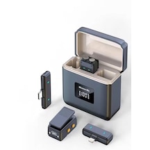 Universal 600mah Kablosuz Çiftli Yaka Mikrofonu Type-c & Lightning Alıcılı İphone Android Uyumlu