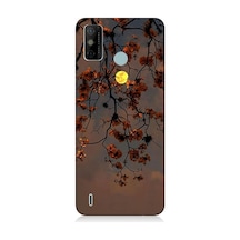 Tecno Spark 6 Go Uyumlu Ay İçinde Kırmızı Ağaç Dalı Desenli Silikon Kılıf