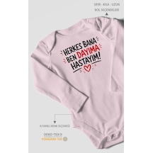 Morivokids Herkes Bana, Ben Dayıma Hastayım Uzun Kollu Çıtçıtlı Bebek Body Bebe Pembe