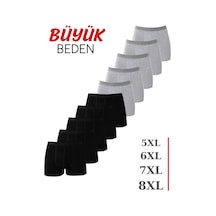 Arma Yıldız Erkek Gri - Siyah Büyük Beden Boxer Pamuklu Likralı 10'lu Paket Çok Renkli