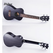 Masif Maun Ağaç Siyah Renk Tenör Boy Profesyonel Ukulele Gitar