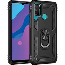 Newface Huawei Y6p Kılıf Sofya Yüzüklü Silikon Kapak - Siyah