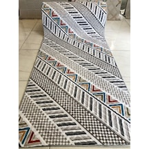 Kabartmalı Halı Dokusunda Jel Kaymaz Taban Yıkanabilir Kesme Yolluk Üst Kalite Bohem Kilim Desen Renkli