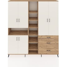 Hyperion Dolap 13 Raflı 3 Çekmeceli 6 Kapaklı 220x44x243 Çam-aytaşı/çam Çok Renkli