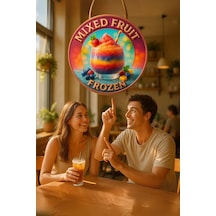 Mixed Fruit Frozen Meyveli Kapı Süsü Tablosu, Renkli Dekoratif Duvar Aksesuarı, Cafe Büfe Dekoru