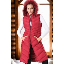 Z6725 Dewberry Bayan Yelek-düz Bordo Düz Bordo