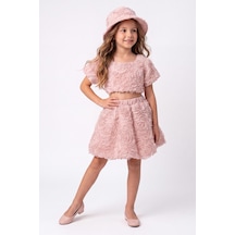 Mnk Baby & Kids Rosemu Kız Çocuk Şapkalı Takım M00819 Pudra