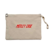 Mötley Crüe 1981 Krem Clutch Astarlı Cüzdan / El Çantası Krem