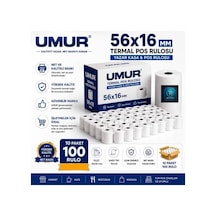 56x16 Yazarkasa Termal Pos Rulosu Net Baskı Yüksek Kalite Pos Cihazlarına Uyumlu 10 Paket 100 Adet