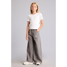 Defacto 90s Wide Leg Desenli Pantolon Kız Çocuk I4476a826aunm18 Gri-nm18