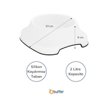 Buffer Silikon Kaydırmaz Taban Plastik Kedi Köpek Mama ve Su Kabı 2 L