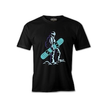 Man Holding Snowboard Siyah Erkek Tshirt 001