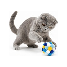 Orletz Çıngıraklı Ponpon Kedi Oyuncağı - Renkli İnteraktif Peluş Top - Zilli Yuvarlanan Kedi Topu - Çiğneme Ve