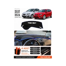 Seat Ibıza 2008-2017 Uyumlu Torpido Koruma, Torpido Örtüsü, Torpido Kılıfı - Siyah-mavi - Se004