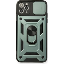 Apple İphone 11 Pro Max Kılıf Pars Lens Yüzüklü Silikon - Yeşil Çok Renkli