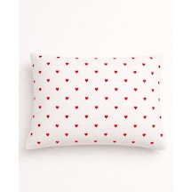 More Home Müslin Yastık Kılıfı % 100 Pamuklu 35x45 Kalp Desenli Beyaz Kırmızı