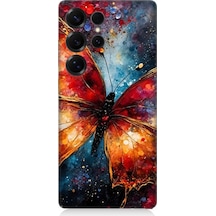 Samsung Galaxy S25 Ultra Uyumlu Evrenin Kanatlı Güzelliği Desenli Silikon Kılıf Çok Renkli
