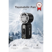 Şarjlı El Vantilatörü Fener Özellikli Taşınabilir Mini Fan F65 Siyah