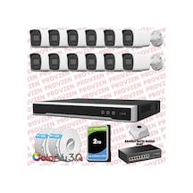 Provzen Hikvision 12 Kameralı 4mp Ip Colorvu 3.0 Güvenlik Sistemi Aı İnsan Araç Algılama Mikrofon Ve Işıklı Alarm
