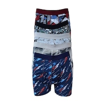 Tutku Erkek Desenli Likralı Pamuklu Boxer 5Li Paket 001
